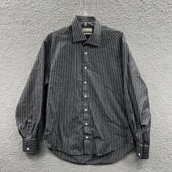 Zara‎ Man Mens Shirt 17 Black Stripe 100% Cotton Button Front Long Sleeve - Picture 1 of 9